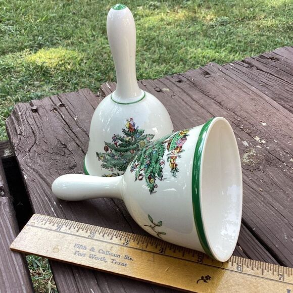 Spode Christmas Tree Bell Set Holiday Decor‎ Ceramic Bells Vintage S3324-I READ - Picture 4 of 4